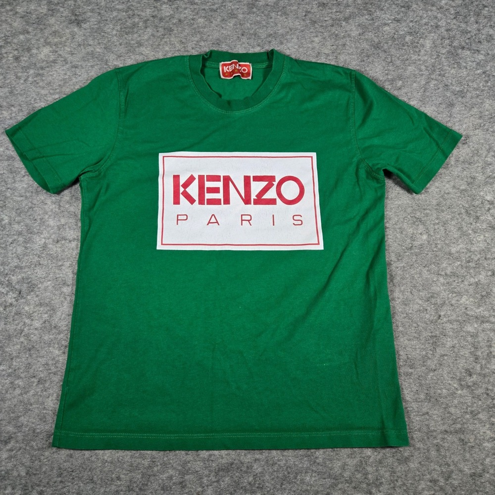 Kenzo Mens Green Paris Logo Graphic Short Sleeve T-Shirt S